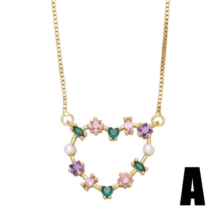 Fashion Color Zircon Love Necklace