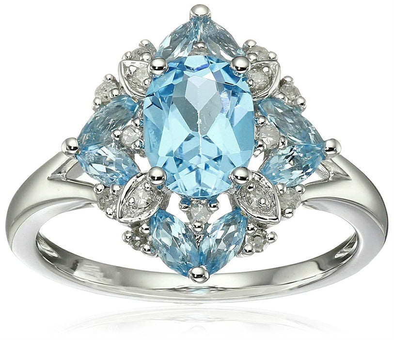 Gorgeous Women Jewelry Light Blue Zircon Bridal Rings