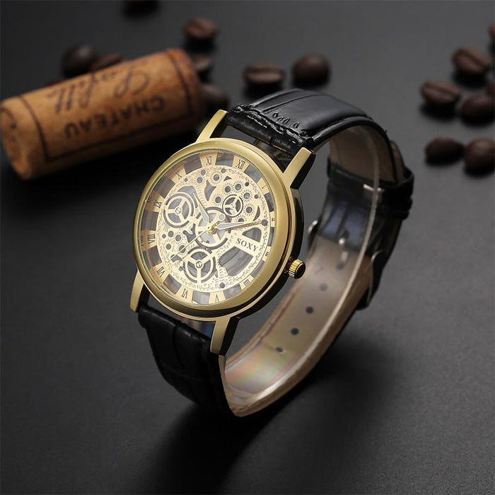 Hollow Steel Watches Men Retro Hombre Quartz Wrist Watch