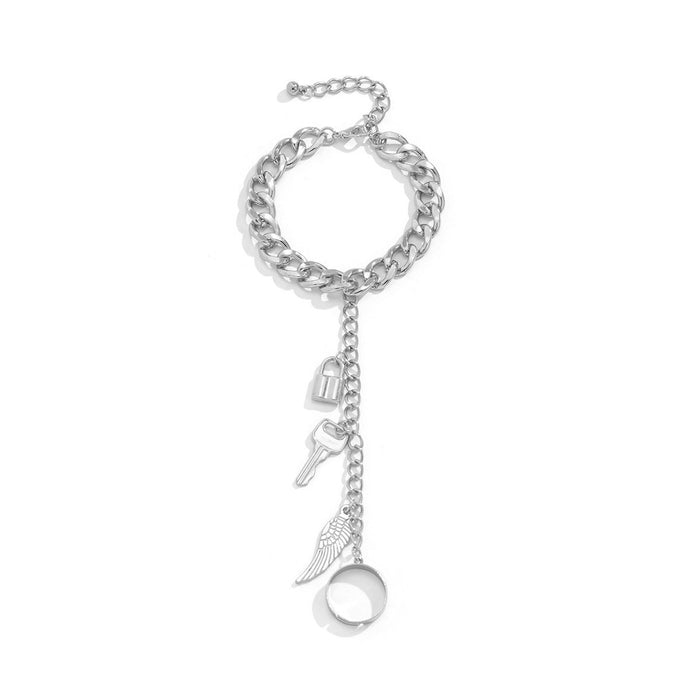 Finger Lock Keychain Ring Hollow Bracelet