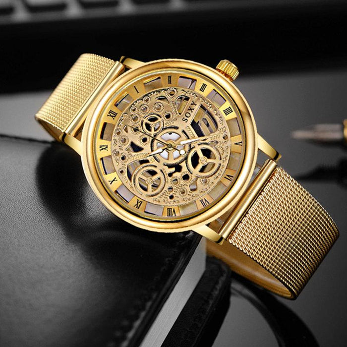 Hollow Steel Watches Men Retro Hombre Quartz Wrist Watch