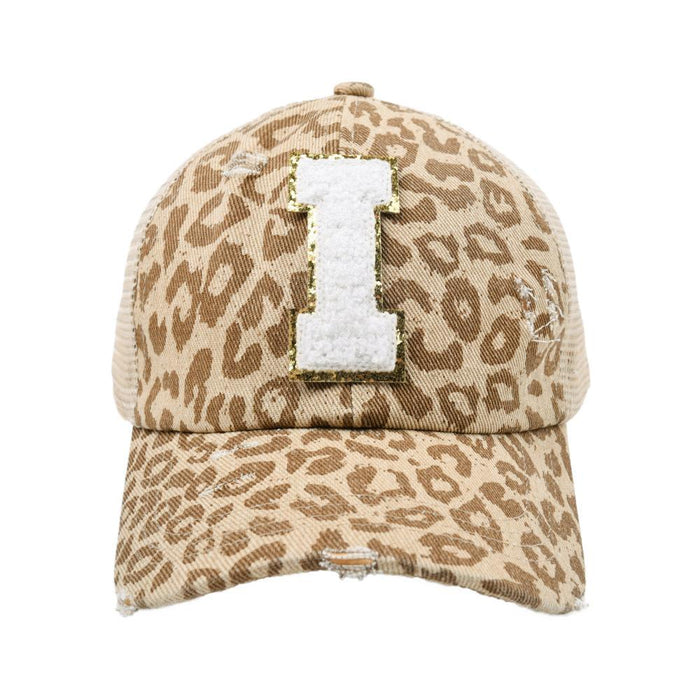 New Leopard 26 Letter Baseball Cap Sports Permeable Mesh Cap