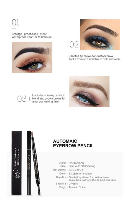 5-colour automatic rotary double head eyebrow pencil