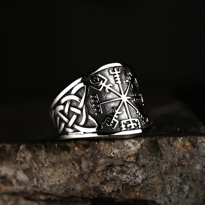 New Vintage Viking Rune Stainless Steel Ring Men's Trend Titanium Steel Ring Jewelry