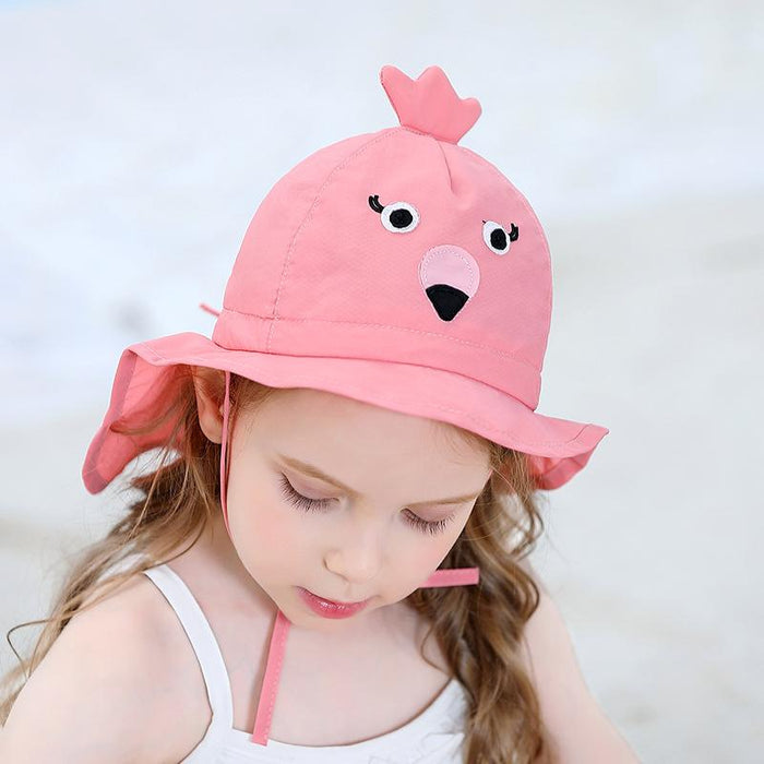 Cartoon Flamingo Outdoor Sunscreen Thin Children's Shawl Hat