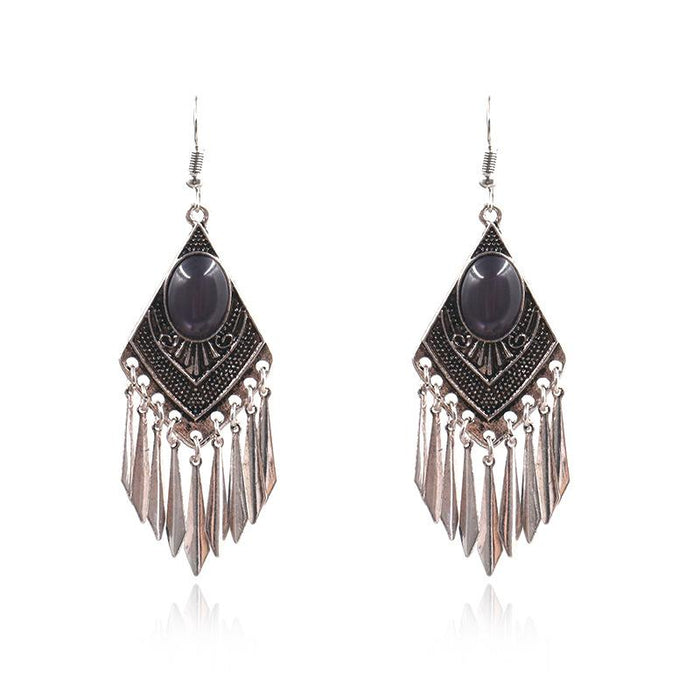 Fashion Diamond Alloy Creative Vintage Silver Tassel Earrings