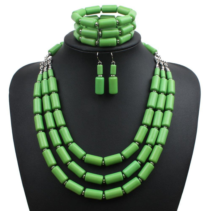 Women's Jewelry BEADED Three Piece Multi-layer Necklace Set