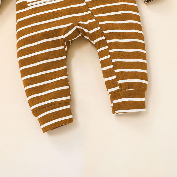 Baby Striped Khaki Hooded Bodysuit