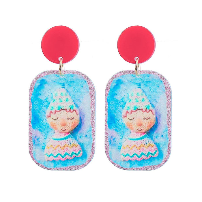 Cartoon Funny Embossed Doll Earrings