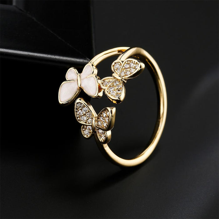 Hot Selling New Zircon Butterfly Opening Ring