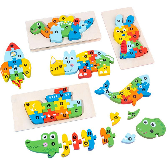 Wooden Early Childhood Education Three-dimensional Puzzle Building Block Toy