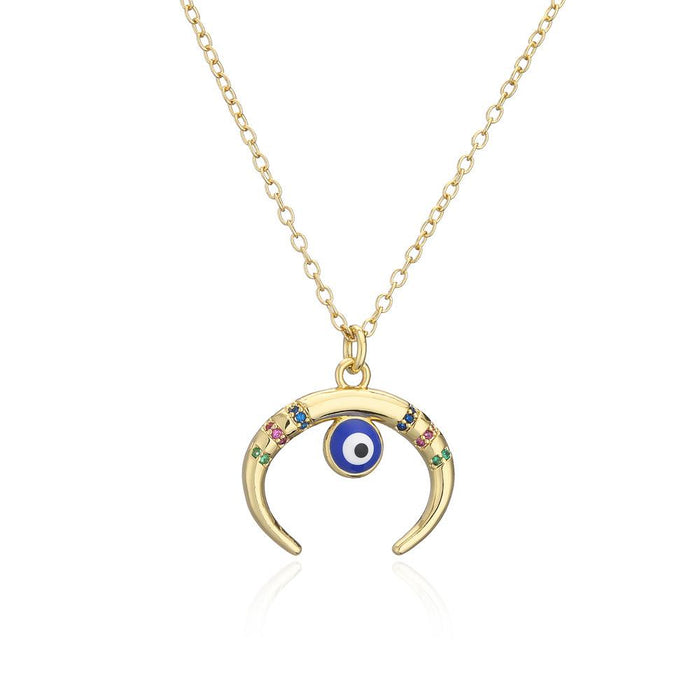 New Fashion Zircon Geometric Devil's Eye Necklace