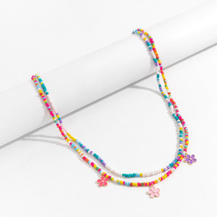 colourful Beaded Waist Chain Geometric Stretch Body Chain