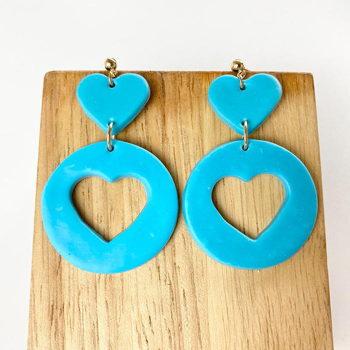 Spring and Summer Cool Love Shaped Soft Pottery Design Sense Earrings