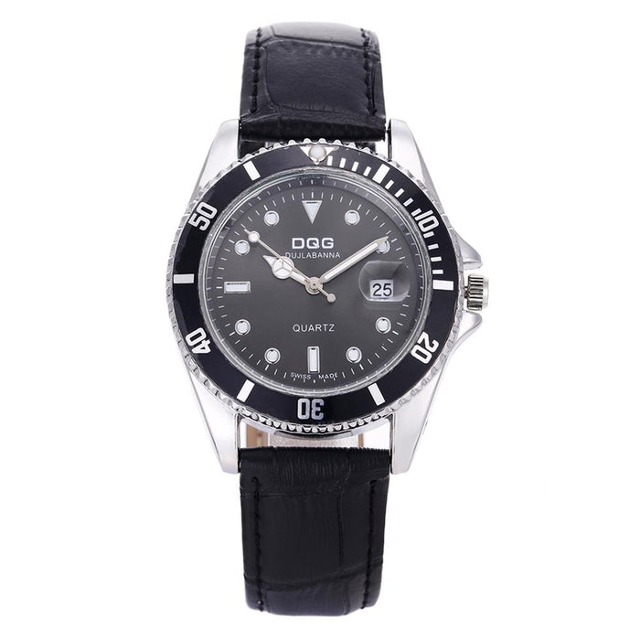 Men Watch Steel and Leather Quartz Fashion Wristwatch-DQG2849