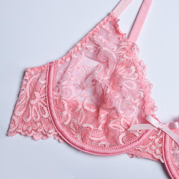 Fashion Lace Stitching Underwear Garter Three-piece Set