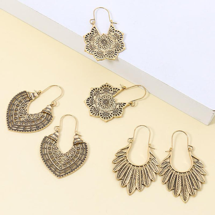 Ethnic Style Female Bohemian Court Style U-shaped Earrings Jewelry