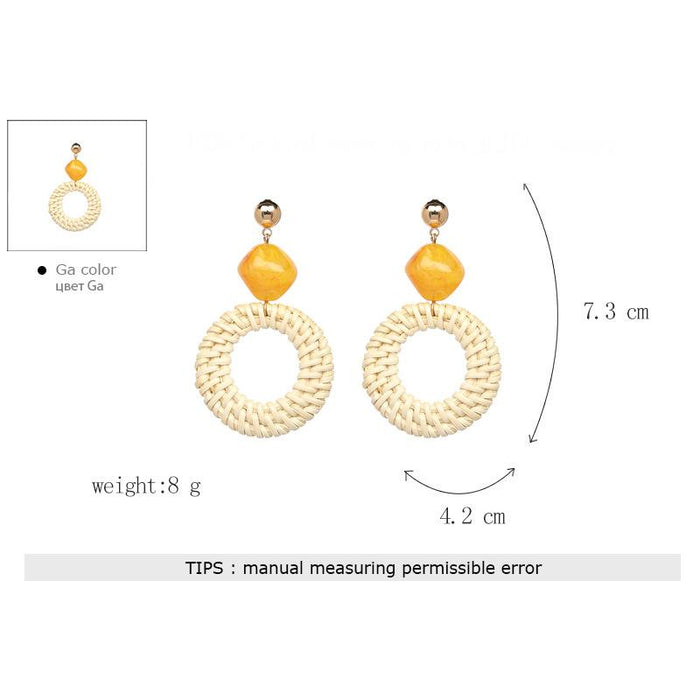 New Women's Jewelry Woven Round Personalized Earrings