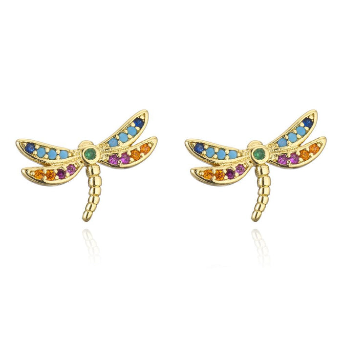 Small and Exquisite Gold Dragonfly Shaped Earrings