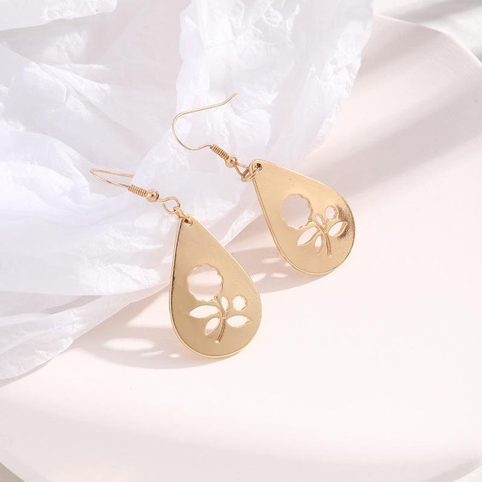 New Geometric Flower Hollow Temperament Earrings