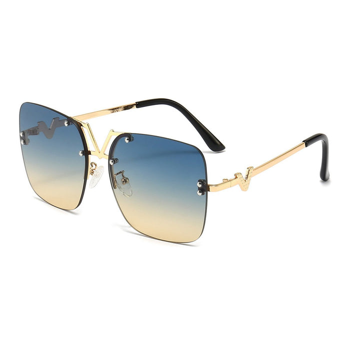 Metal square colour large frame sunglasses