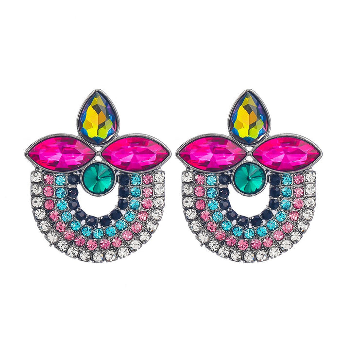 Women's colourful Rhinestone Retro Multi-layer Earrings