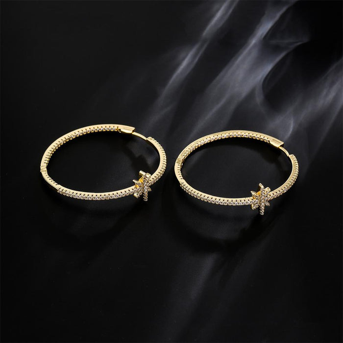 New Exaggerated Gold Color Zircon Statement Earrings