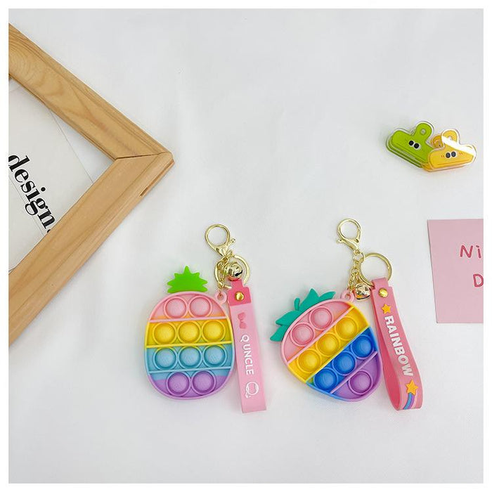 Mini Strawberry Pineapple Decompression Toy Keychain