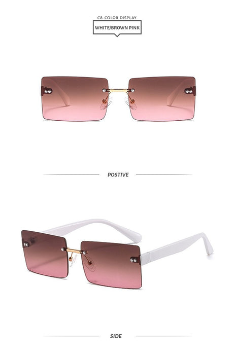 Square frameless color candy Sunglasses