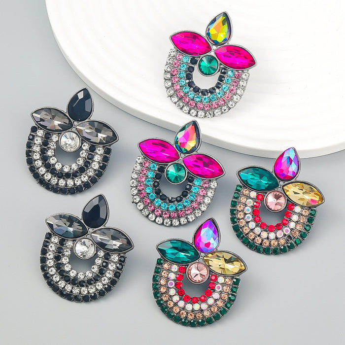 Women's colourful Rhinestone Retro Multi-layer Earrings