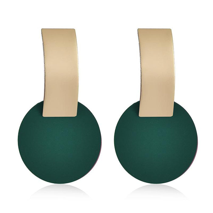 Asymmetric Size Round Metal Earrings