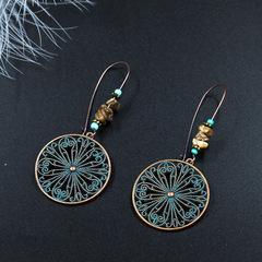 Women's Retro Round Creative Flower Alloy Earrings