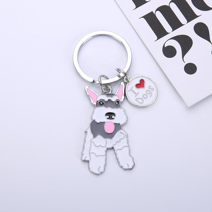 Multicolour Pet Dog Painted Zinc Alloy Keychain