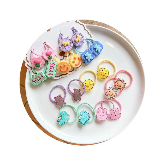 5 pairs of children's fruit hair rings and hairpins