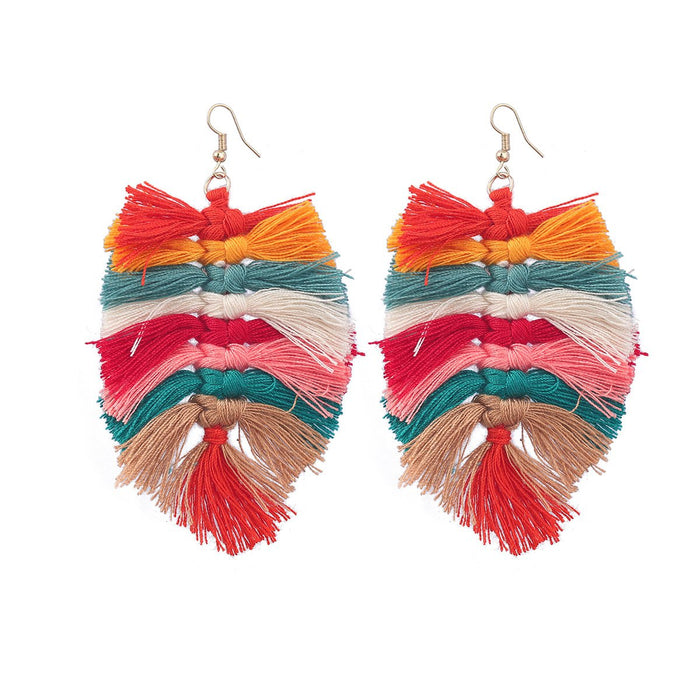 Women's Bohemian Style Hand Woven colour Matching Earrings