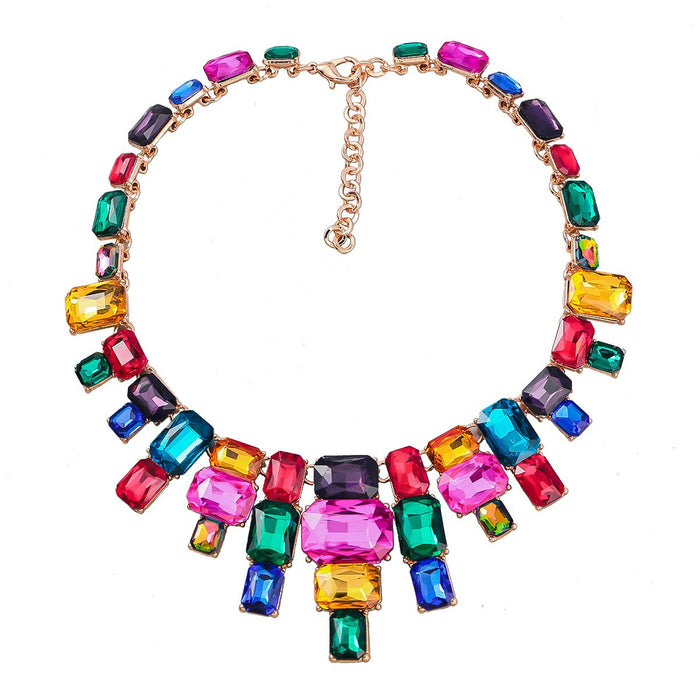 Women's Multicolour Rhinestone Alloy Clavicle Chain Necklace