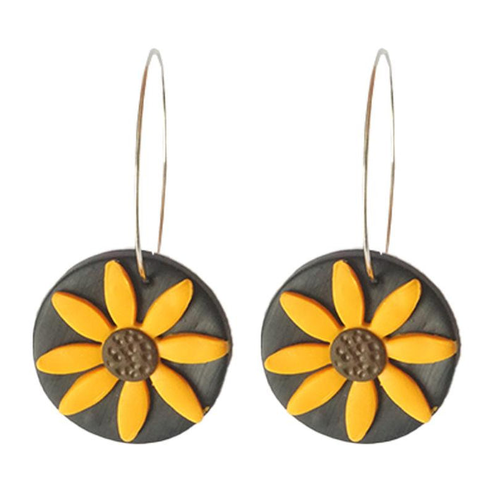 Spring and Summer Wind Sunflower Hand Made Flower Soft Pottery Earrings