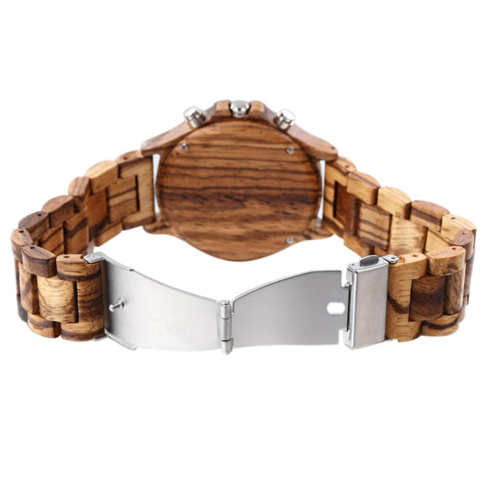 Classic Double Eye Wooden Business Quartz Watch