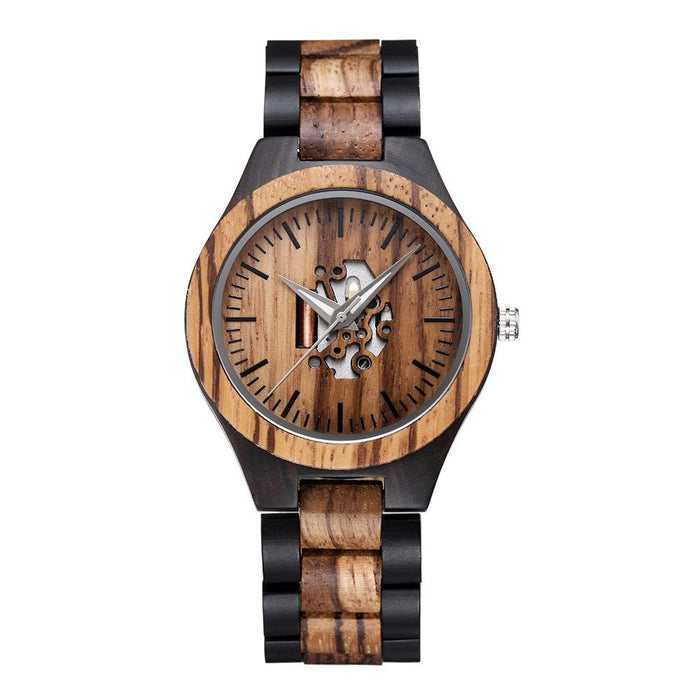 New Men's Hollow Wooden Watch Wooden Quartz Watch