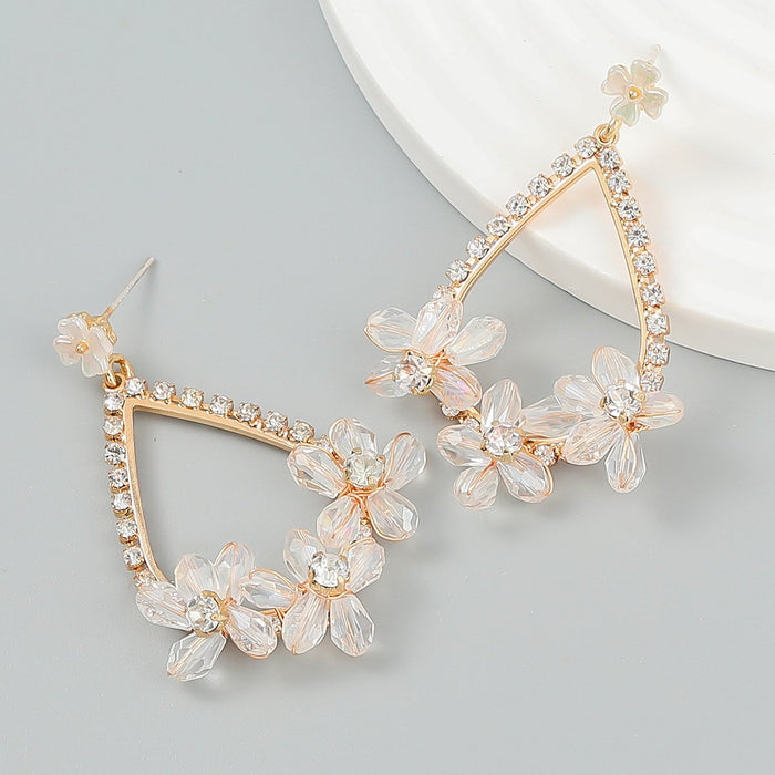 Fashion Exaggerated Geometric Floral Stud Earrings