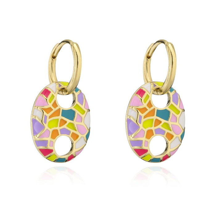 New Personalized Color Oil Dripping Geometric Earrings