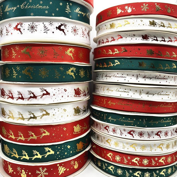 5yards 10mm 15mm 25mm Christmas Ribbon Printed