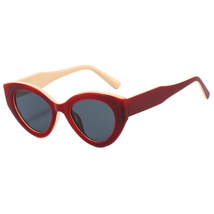 Contrast Cat Eye Sunglasses round frame