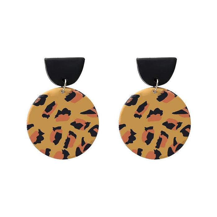 Spring and autumn leopard pattern retro soft pottery Earrings irregular Earrings