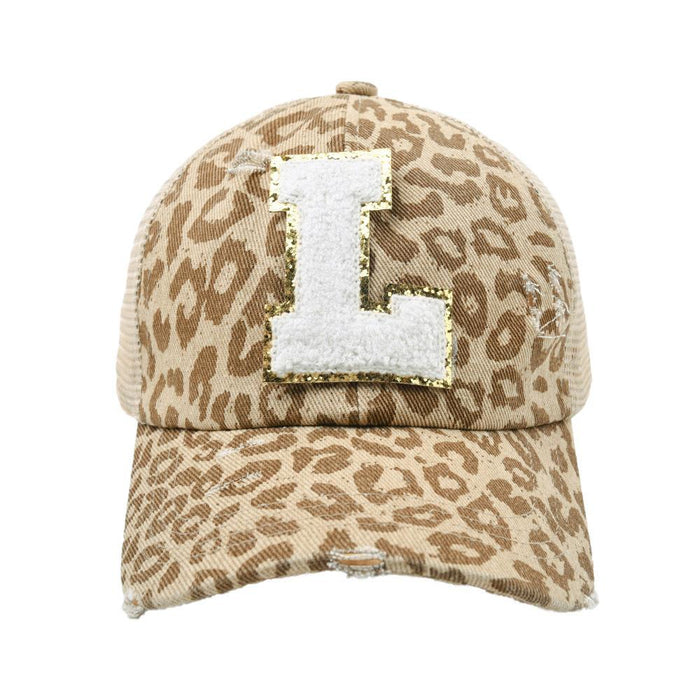 New Leopard 26 Letter Baseball Cap Sports Permeable Mesh Cap