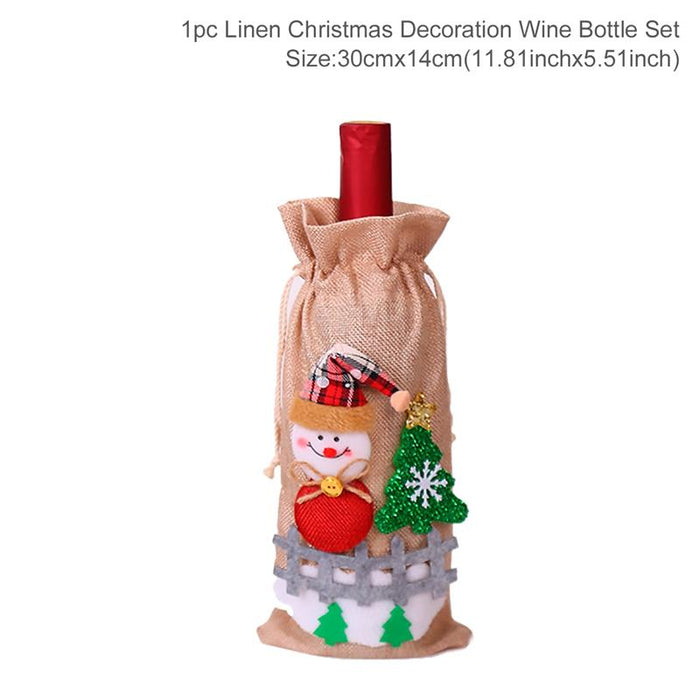 Christmas Decorations For Home Santa Claus Wine Bottle Cover