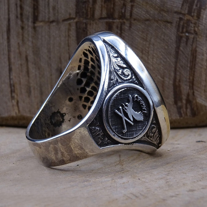 Arabic Eagle Totem Personalized Men's Ring