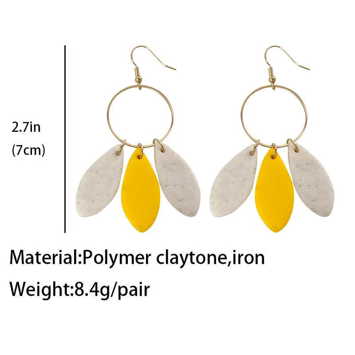 Modern Simple Geometric Imitation Flower Soft Pottery Earrings and Earrings