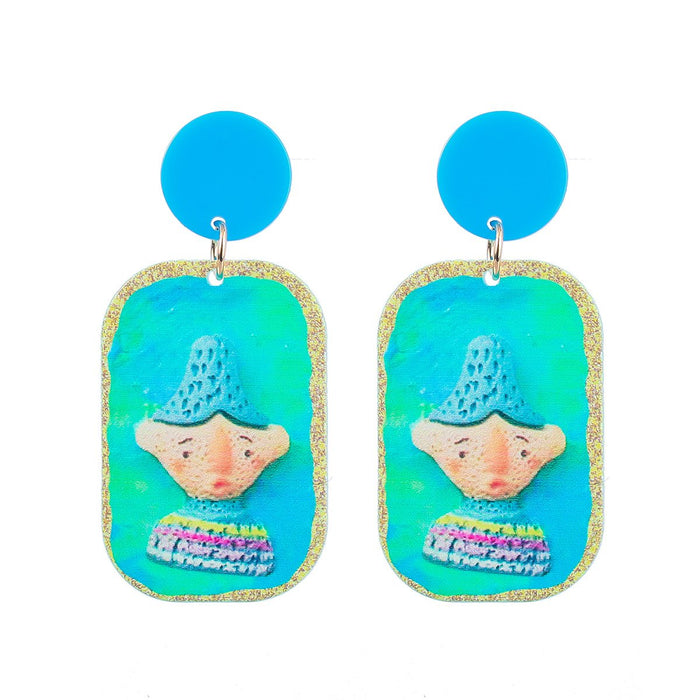 Cartoon Funny Embossed Doll Earrings