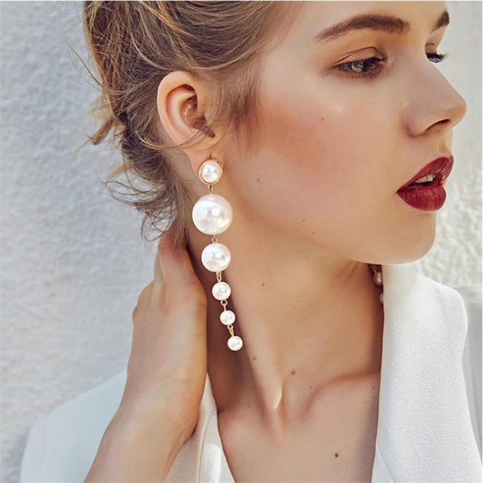 Imitation Pearl Drop Stud Earrings